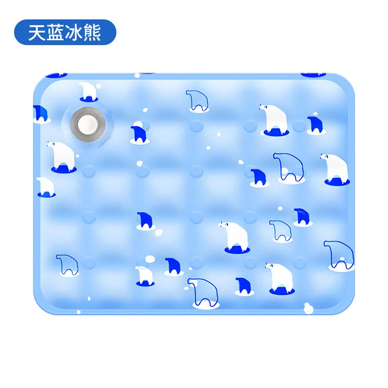Summer Pet Cooling Ice Mat – Water Injection Pad with Dry Ice Crystals