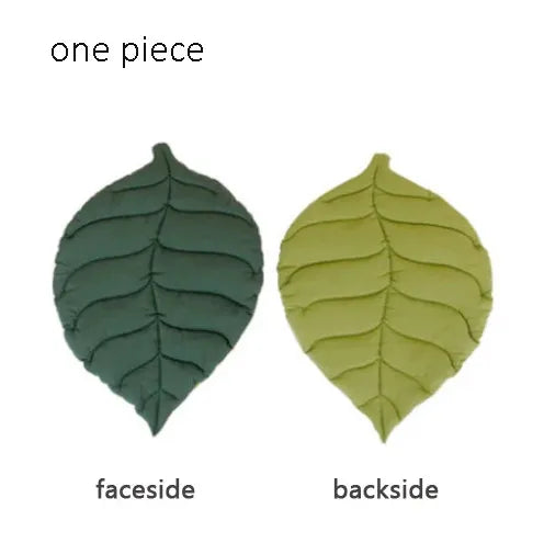 Leaf-Shaped Soft Cotton Cat Bed Mat – Double-Sided, Washable Pad for Cats