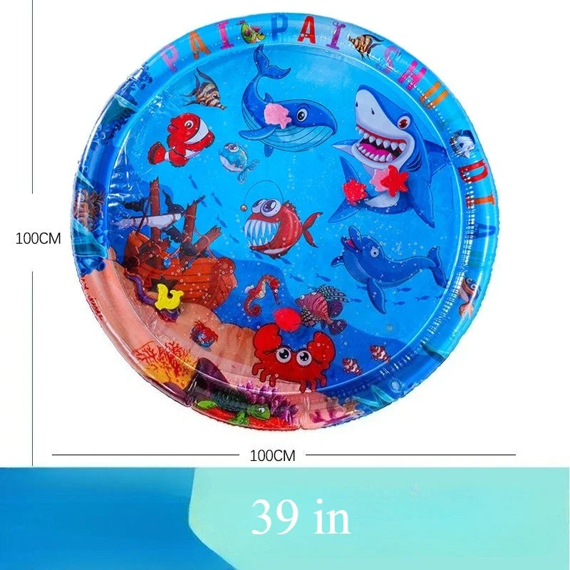 Water Playmat Cooling Pad for Dogs & Cats – Thickened Sensory Mat with Fish