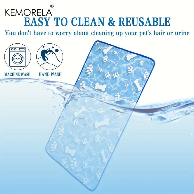 KEMORELA Large Dog Cooling Pad – Self-Cooling Ice Silk Washable Pet Mat