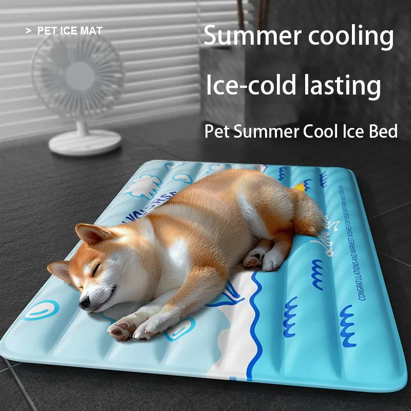 Cloud Pattern & Bear Face Dog Cooling Mat – XL Summer Bed for Cats & Dogs