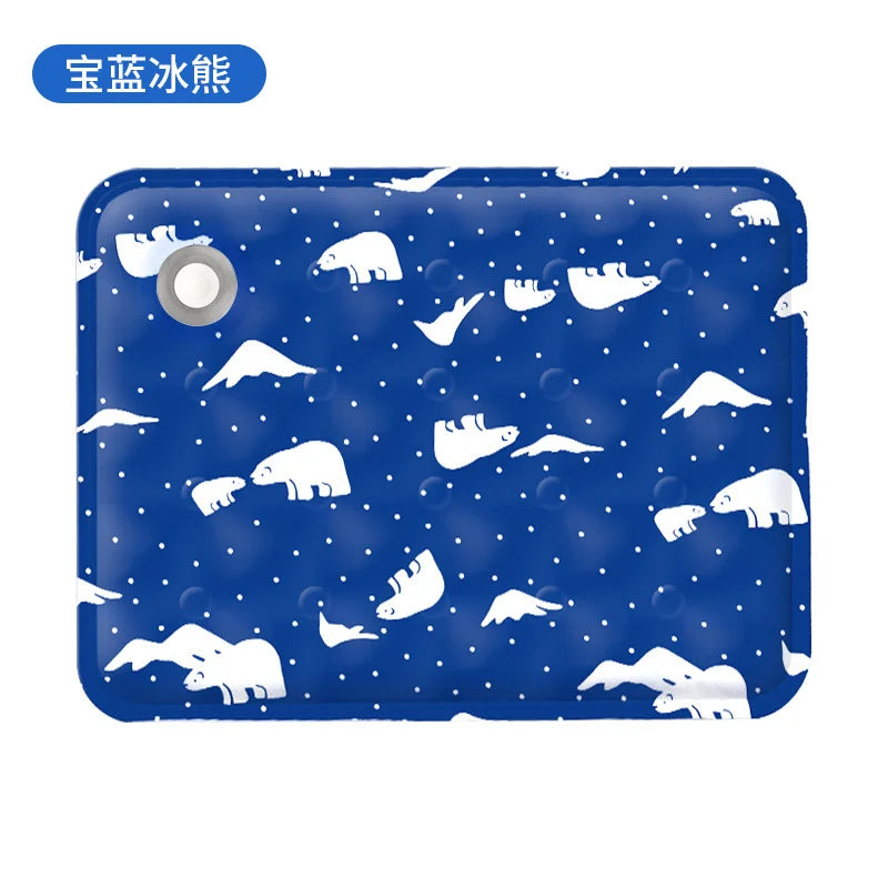 Summer Pet Cooling Ice Mat – Water Injection Pad with Dry Ice Crystals