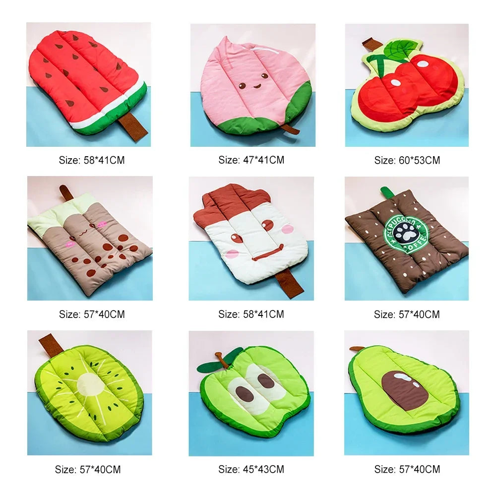 Summer Dog Cooling Mat – Ice Pad Bed with Ice Cream, Watermelon & Fruit Prints