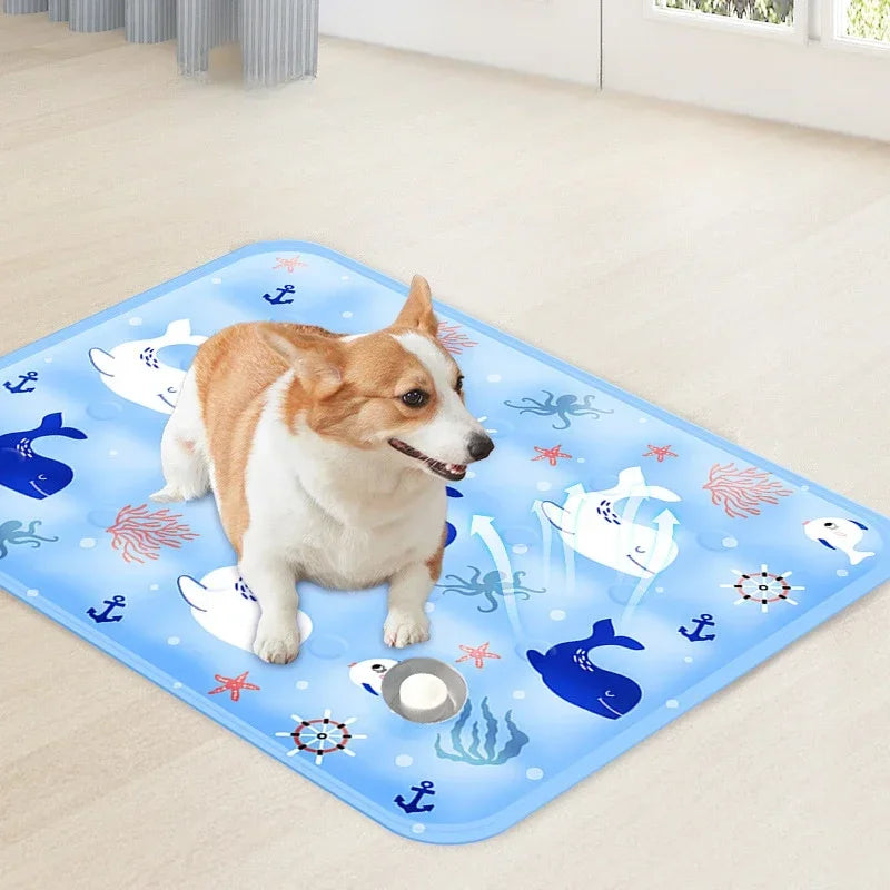 Summer Pet Cooling Ice Mat – Water Injection Pad with Dry Ice Crystals