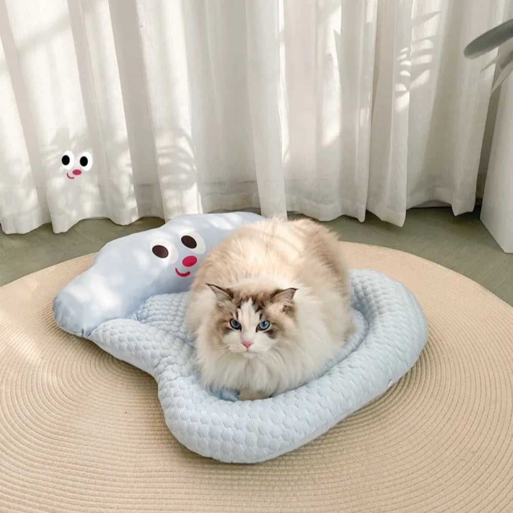 Summer Cooling Cloud Pet Bed – Ice Pad Cushion for Dogs & Cats