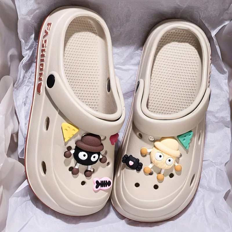 Cute Cartoon EVA Clogs for Women – Breathable Summer Beach Sandals with Charms