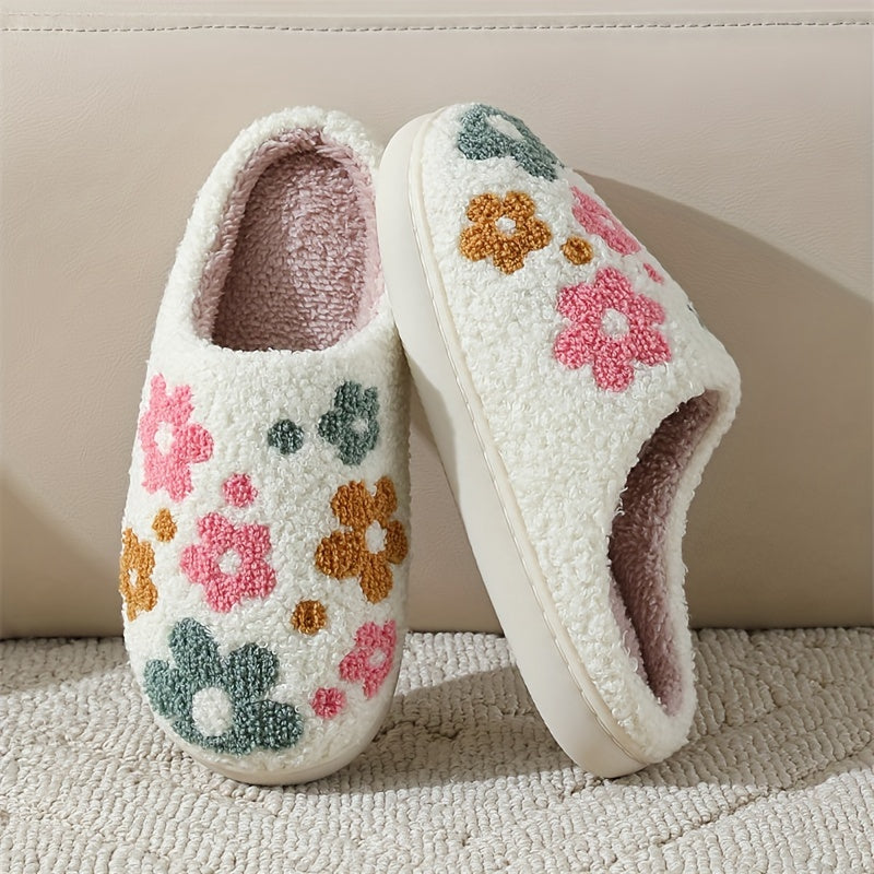 Women's Flower Slippers Winter Home Warm Slippers Home Couple Slippers