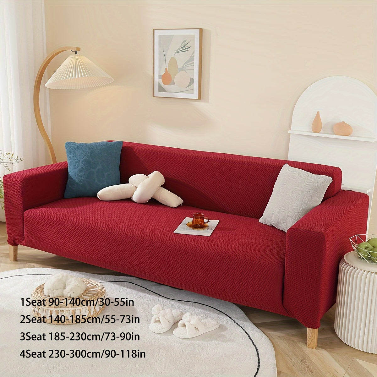 Stretch Knitted Jacquard Sofa Cover – Thick Star Chain Design, 1–4 Seater