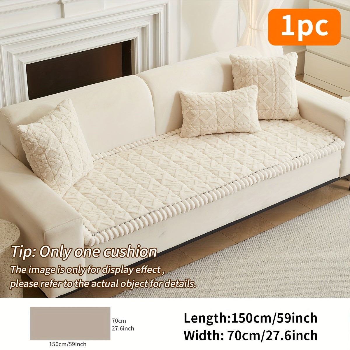 Soft Quilted Sofa Cushion – Thick Polyester, Warm for Autumn & Winter, 2–4 Seater