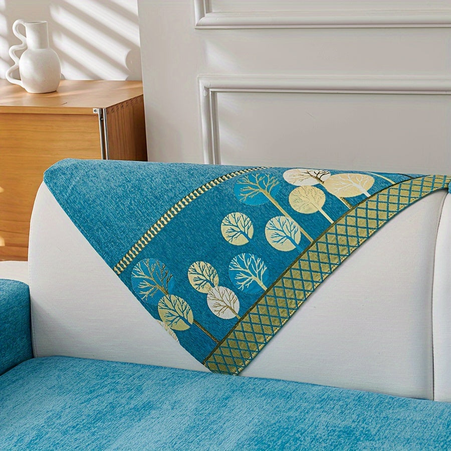 Velvet Tree Pattern Sofa Throw Pillow - Pet-Friendly 1-4 Seater, Chenille Cover