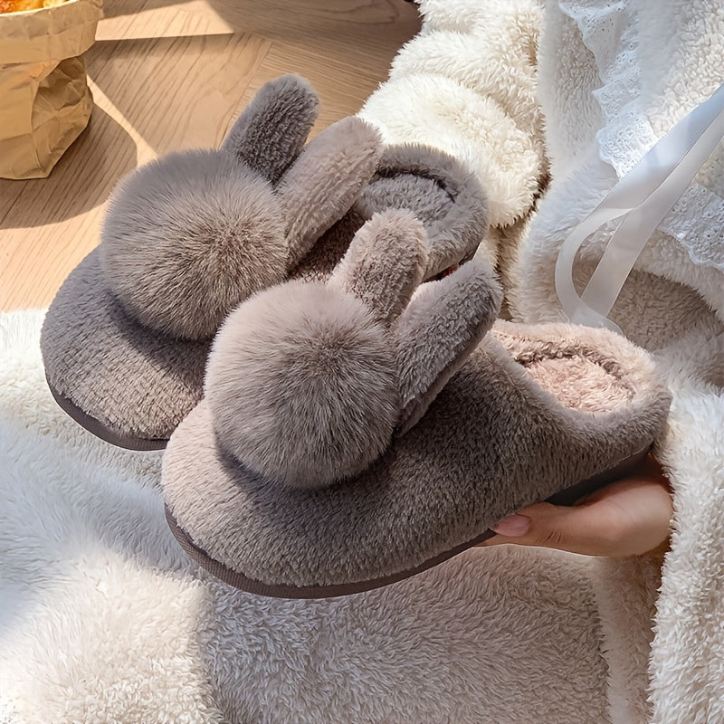 Women’s Warm Bunny Home Slippers – Thick Sole, Indoor Outdoor Wear