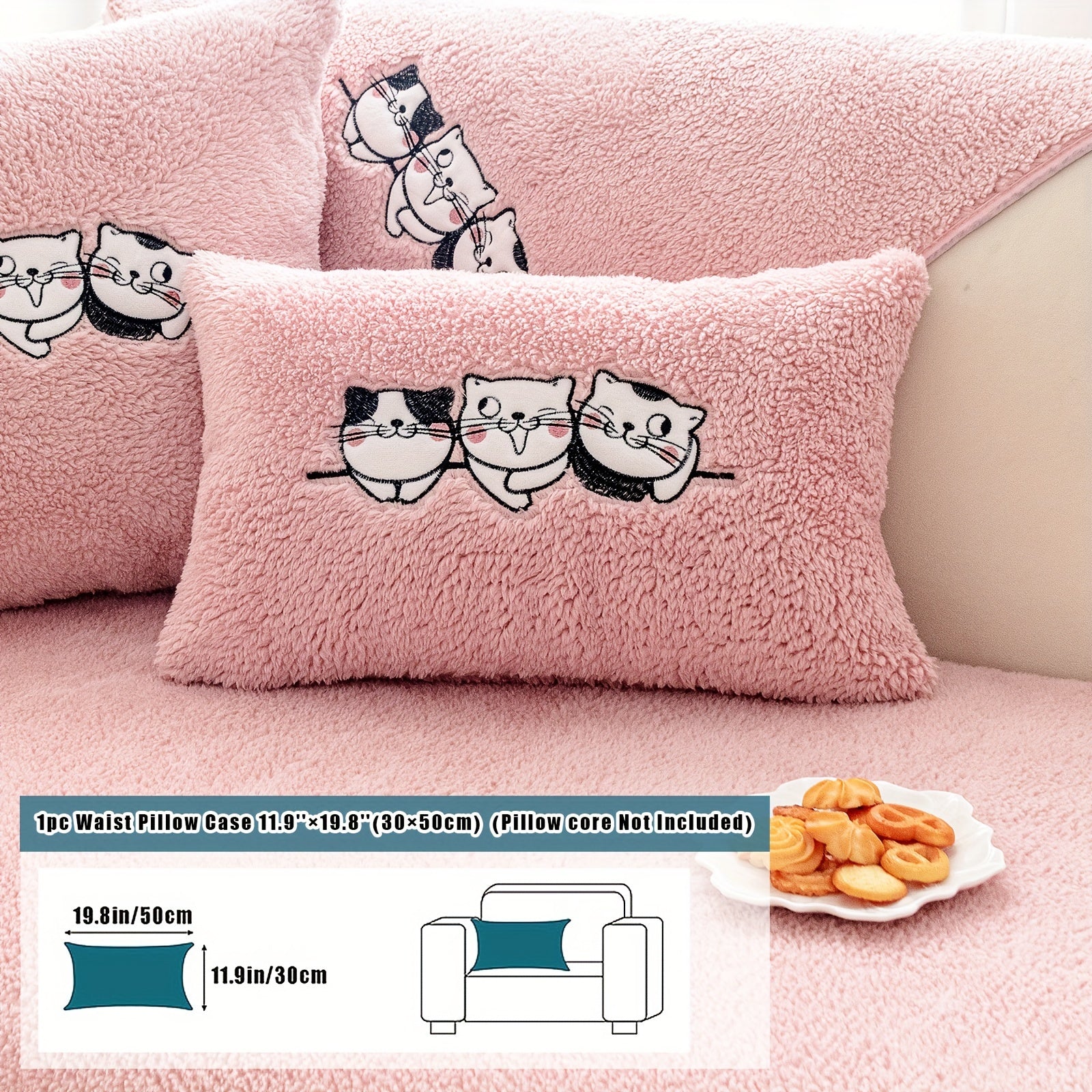 Three Cats Lamb-Knitted Sofa Cushion – Thick, Warm European-Style Cover