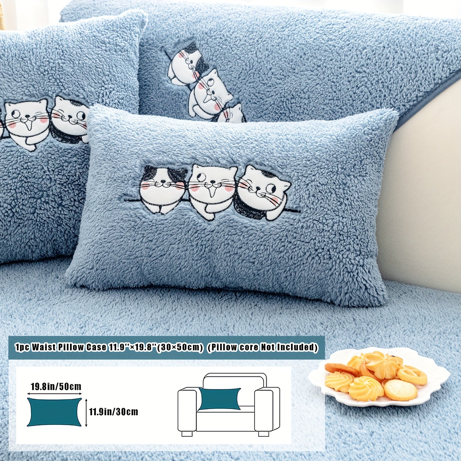 Three Cats Lamb-Knitted Sofa Cushion – Thick, Warm European-Style Cover