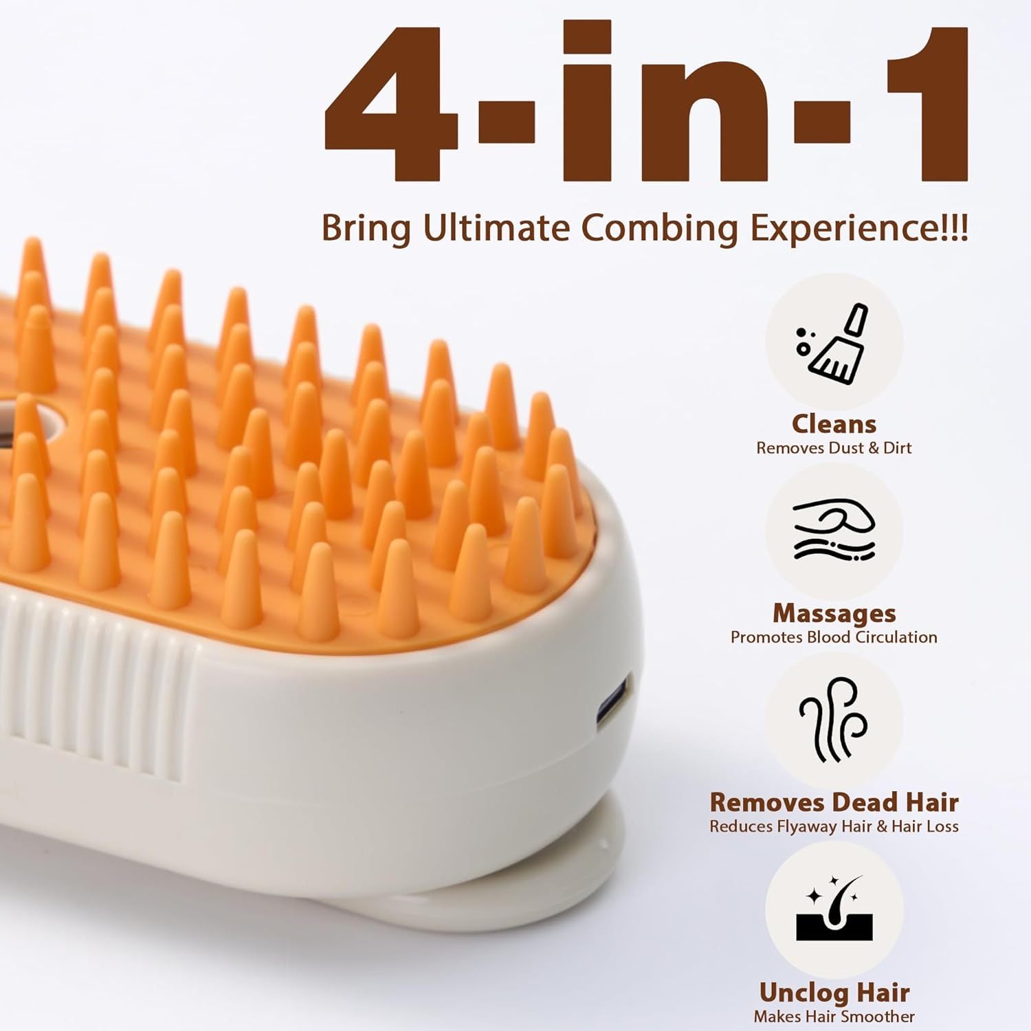 Steam Cat Brush 4-in-1 – Anti-Static, Massage & Clean