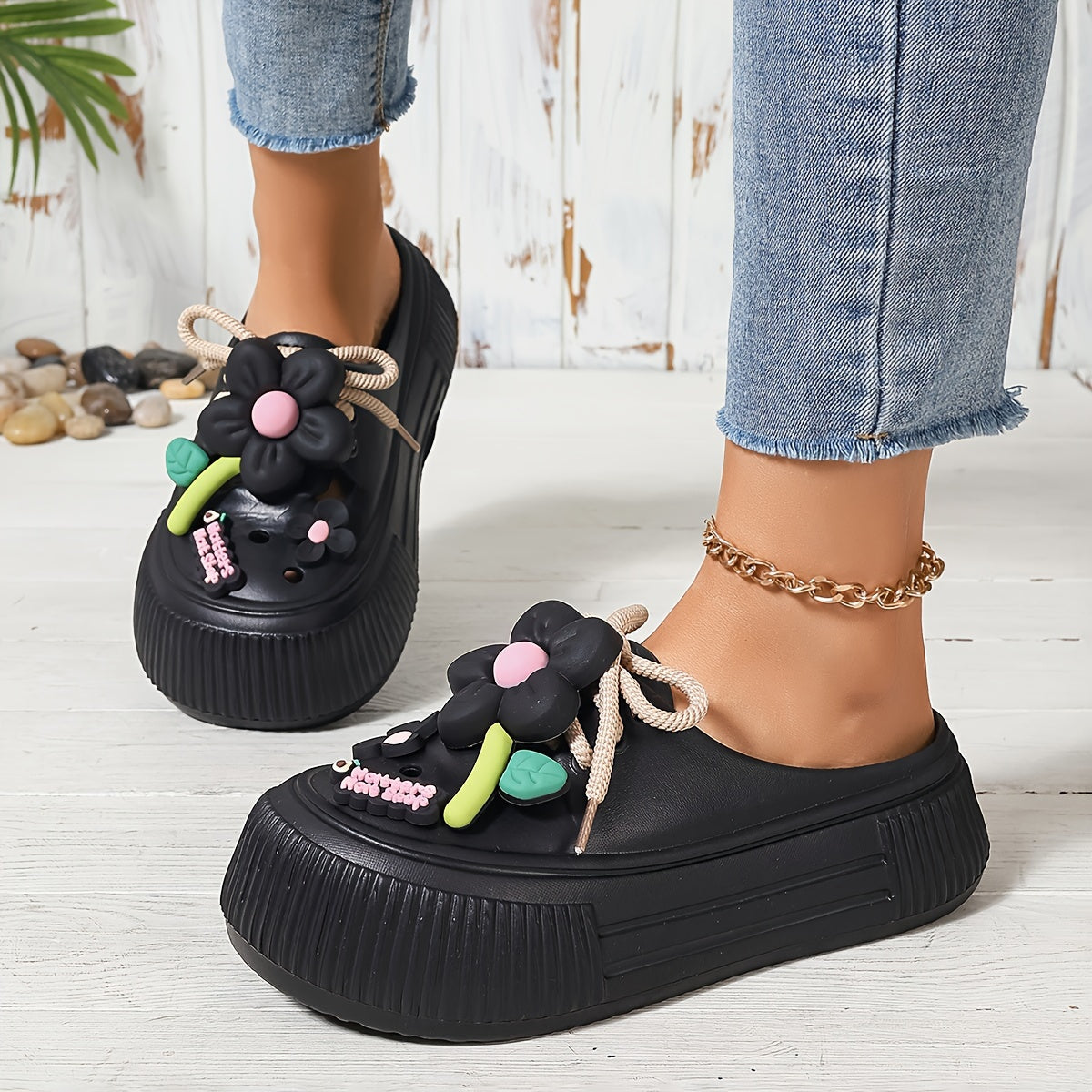 Vibrant Sunflower EVA Mules – Breathable Slip-Resistant Garden & Beach Clogs