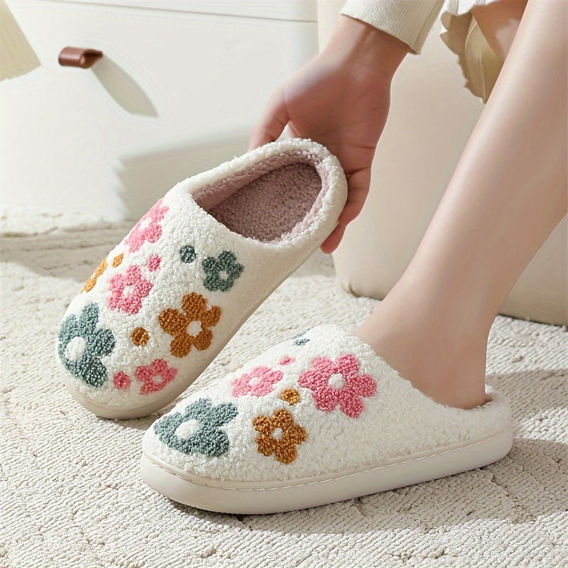 Women's Flower Slippers Winter Home Warm Slippers Home Couple Slippers