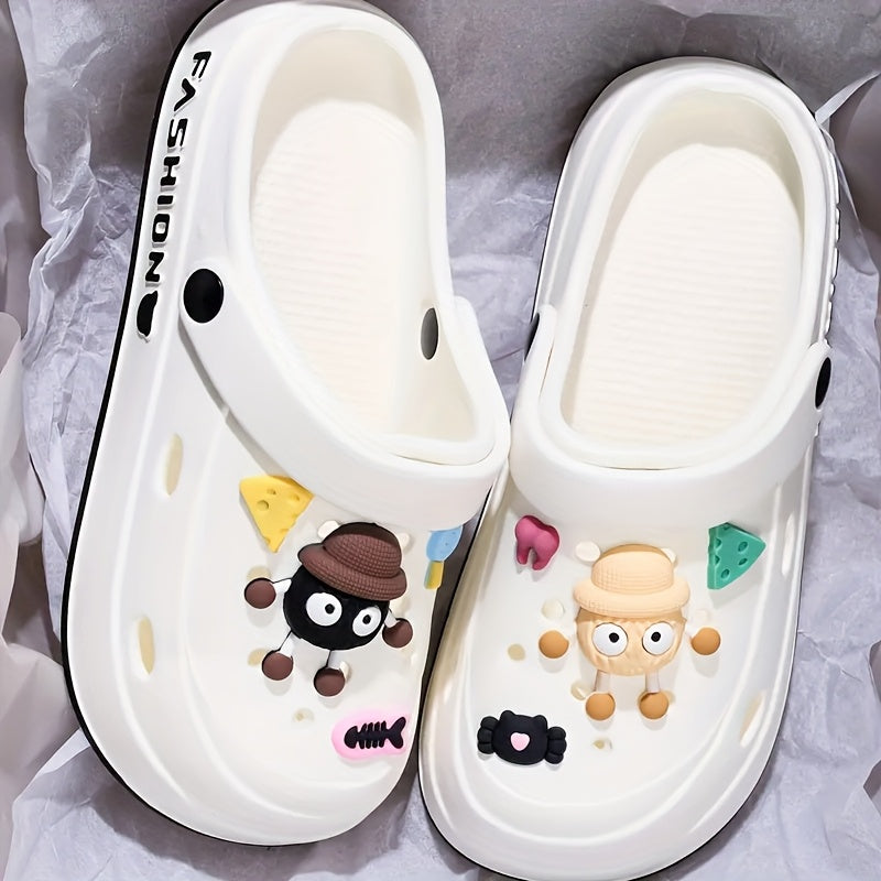 Cute Cartoon EVA Clogs for Women – Breathable Summer Beach Sandals with Charms