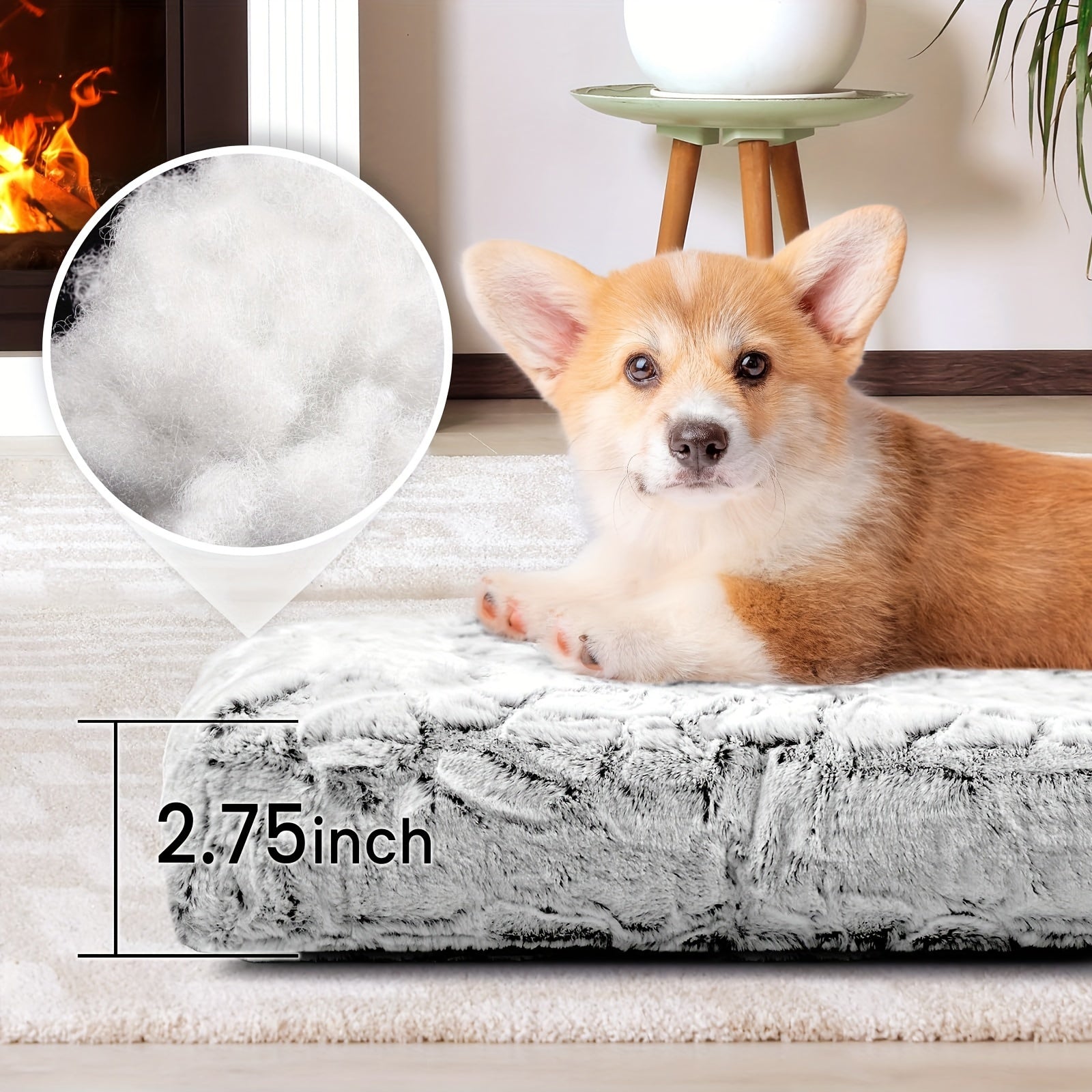 Washable Dog Bed for Medium & Large Dogs – Soft Faux Fur Crate Mat